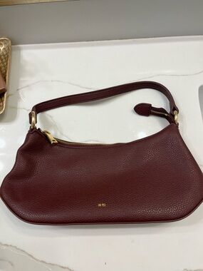 JW PEI Wine Burgundy Pebbled Shoulder Bag with Gold Hardware